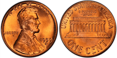 1959 d penny value