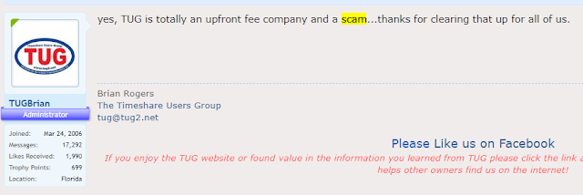 Brian Rogers Sustains that TUG" is an UP-front Fee SCAM business