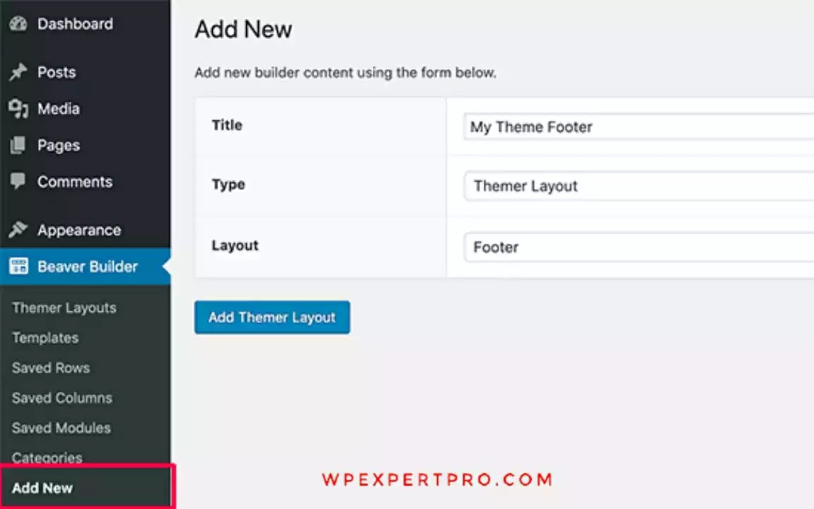 Footer layout setting