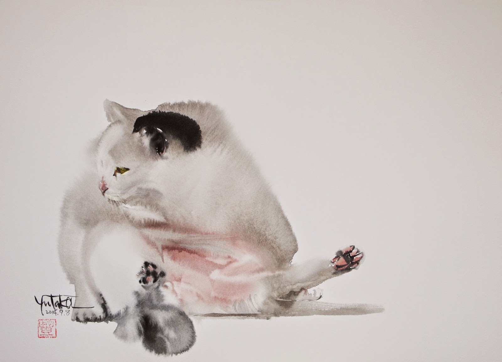 Art Of Watercolor Cats  by Japanese  Master
