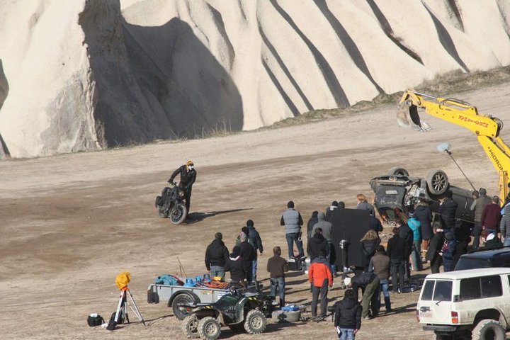 Ghost Rider 2 Photos du tournage avec Nicolas Cage et sa moto