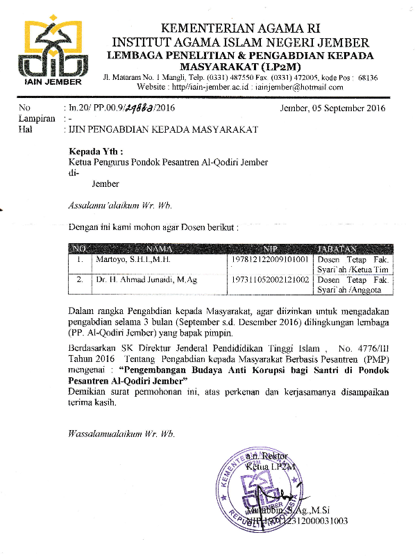 Contoh Surat Izin Pulang Pondok Pesantren - Contoh Surat
