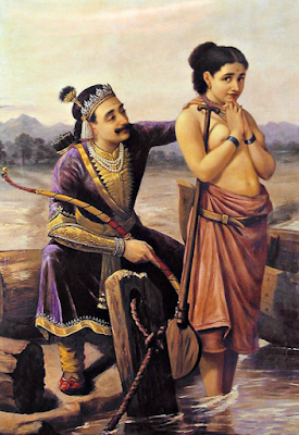 Santhanu and Matsyagandhi (1890) painting Raja Ravi Varma