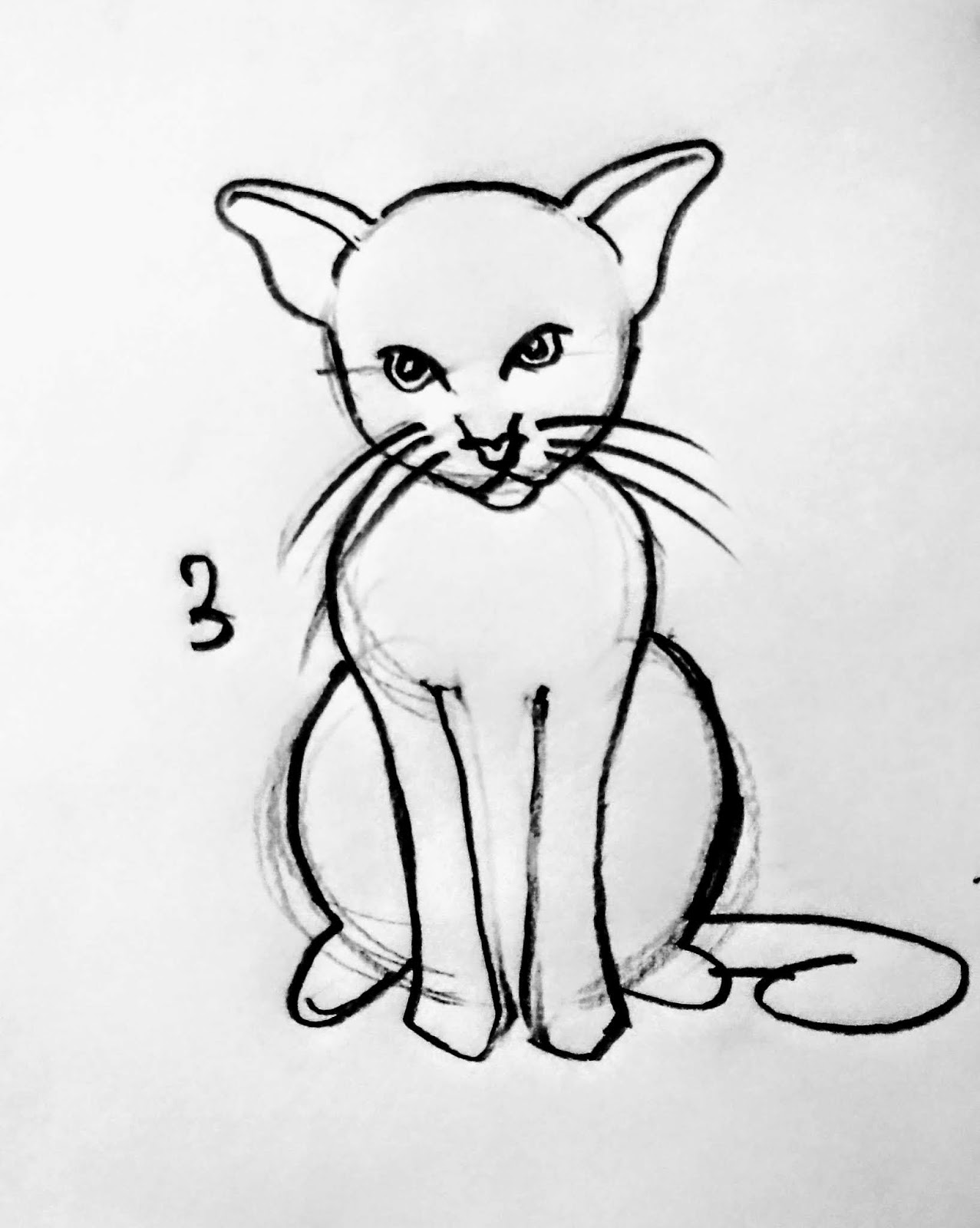 Drawing of cat easy step by step Drawing A Cat Easy with color