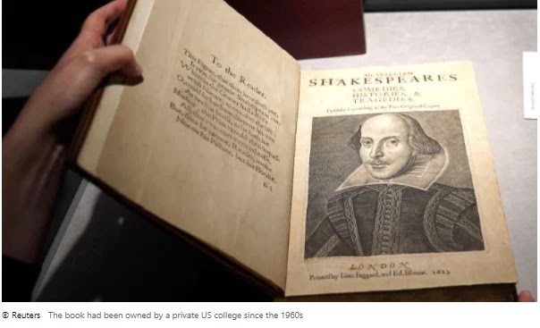 Shakespeare sells first folio records at $10m