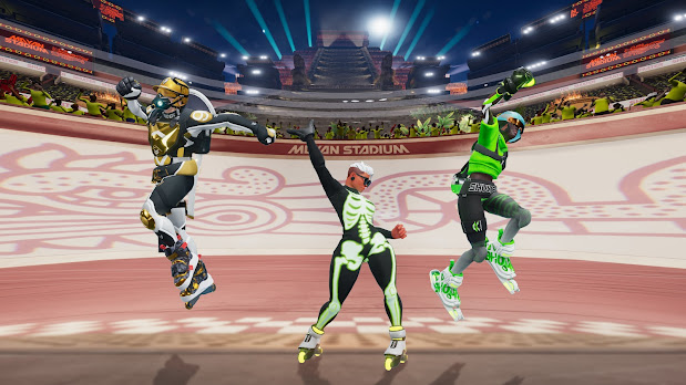 Players in roller champions celebrating after a match