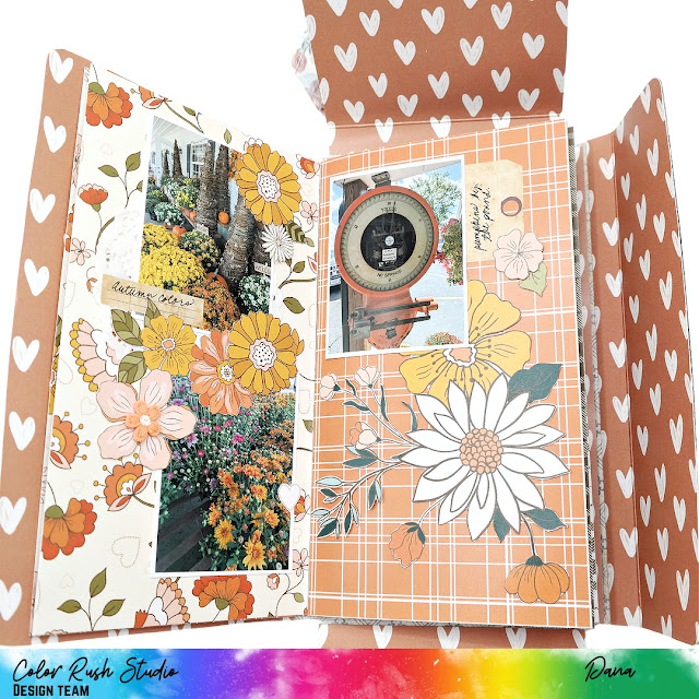 Embellished Patterned Paper Pages of Photos in a Fall Folio Album
