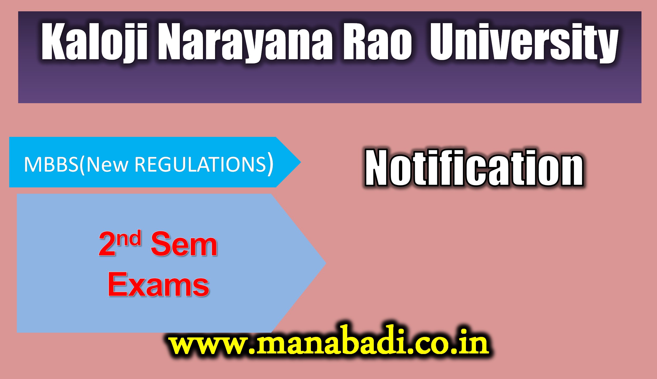 Kaloji Narayana Rao University 2nd MBBS (NEW REGULATIONS) Reg Exam - Feb 2024 Notification