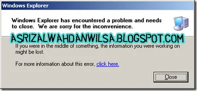 Cara memperbaiki Windows Explorer Error atau Runtime(Rusak)