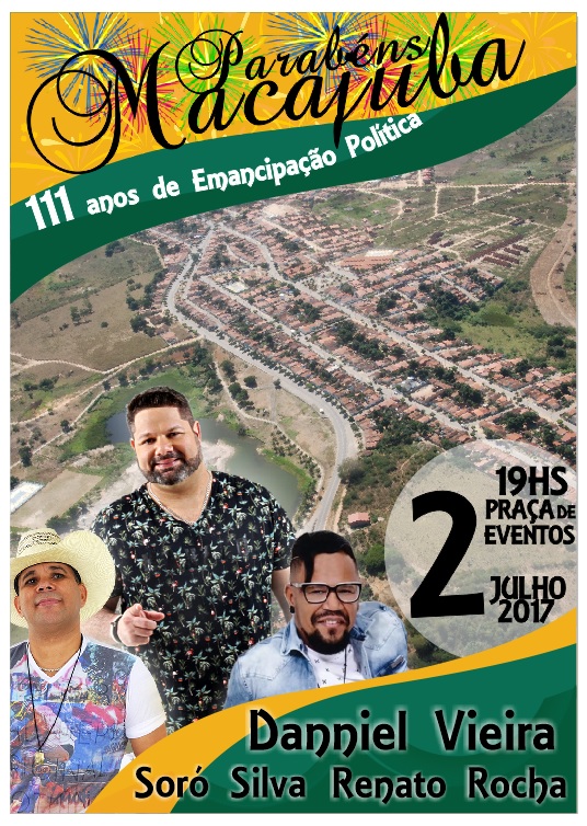 Cartaz Oficial do Aniversário de 111 anos de Emancipação Política de Macajuba é divulgado.