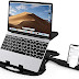 STRIFF Adjustable Laptop Stand Patented Riser Ventilated Portable Foldable Compatible with MacBook Notebook Tablet Tray Desk Table Book with Free Phone Stand(Black)
