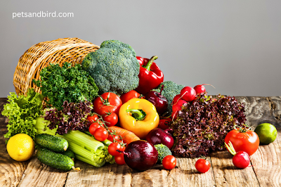 fresh vegetables in their diet, such as broccoli, carrots, sweet potatoes, bell peppers, and dark leafy greens