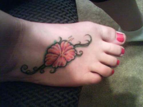 Red foot hibiscus flower tattoos for women collections