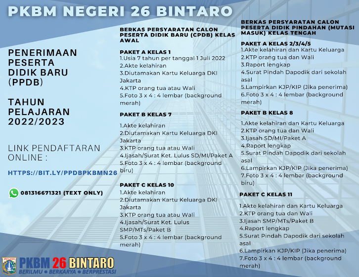 PPDB Online PKBM Negeri 26 Bintaro 2022/2023