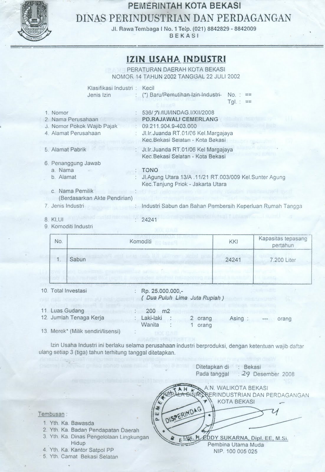 Surat Izin Usaha Industri (SIUI)  Yogos-shelter