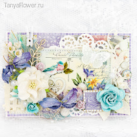 открытка с цветами бабочками и птицами