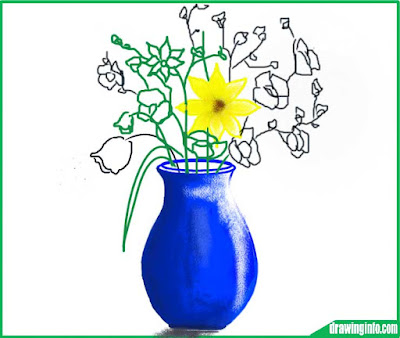 How to draw flower vase | draw flower vase step by step