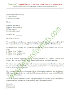 Sample Proposal Letter to Become a Distributor of a Company