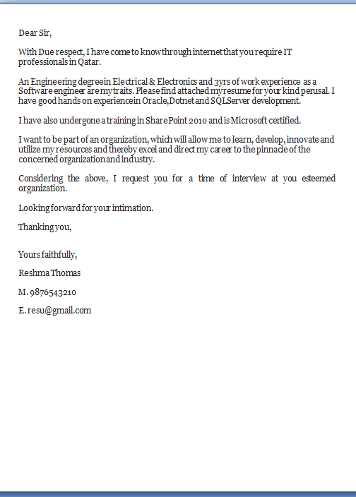 Contoh Cover Letter For Applying Job - Contoh 37