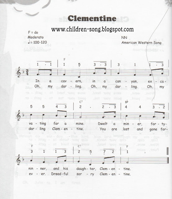 Oh My Darling Clementine Song with Notes and Chord