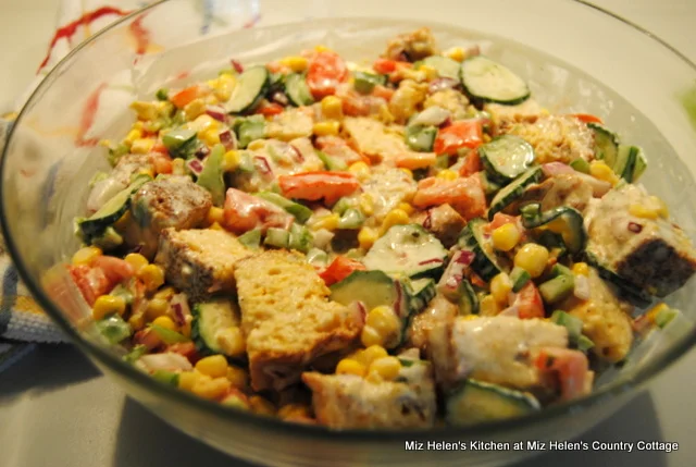 Cheesy Jalapeno Bacon Cornbread Salad at Miz Helen's Country Cottage