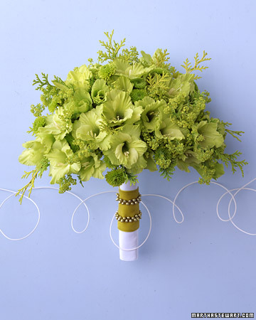 A beautiful selection of green wedding bouquets from Martha Stewart Weddings 