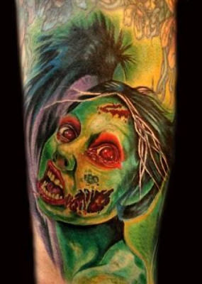 Gruesome Zombie Tattoo Seen On lolpicturegallery.blogspot.com