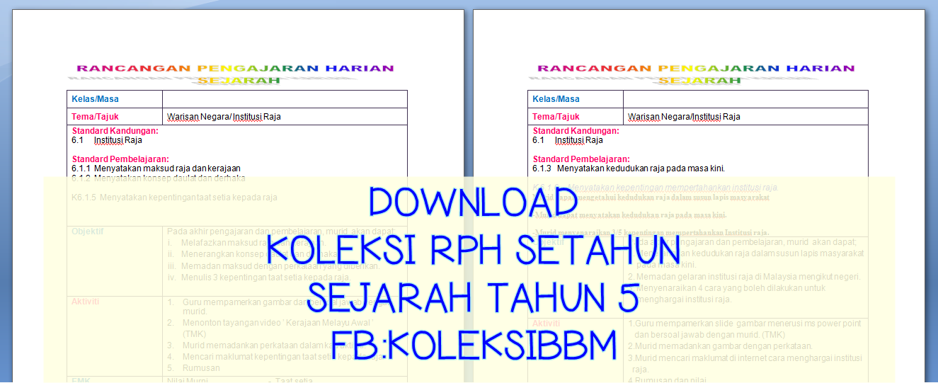 Koleksi Bahan Bantu Belajar (BBM): DOWNLOAD  KOLEKSI RPH 