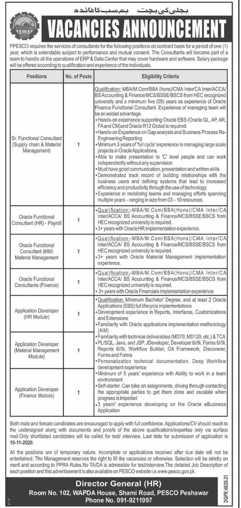 WAPDA PESCO Jobs 2020