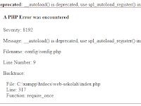 Cara Mengatasi Message: __autoload() is deprecated, use spl_autoload_register() instead