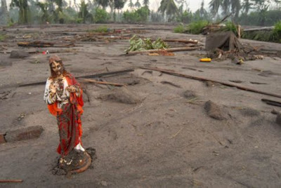 disaster cold lava of Merapi in Magelang District of Indonesia