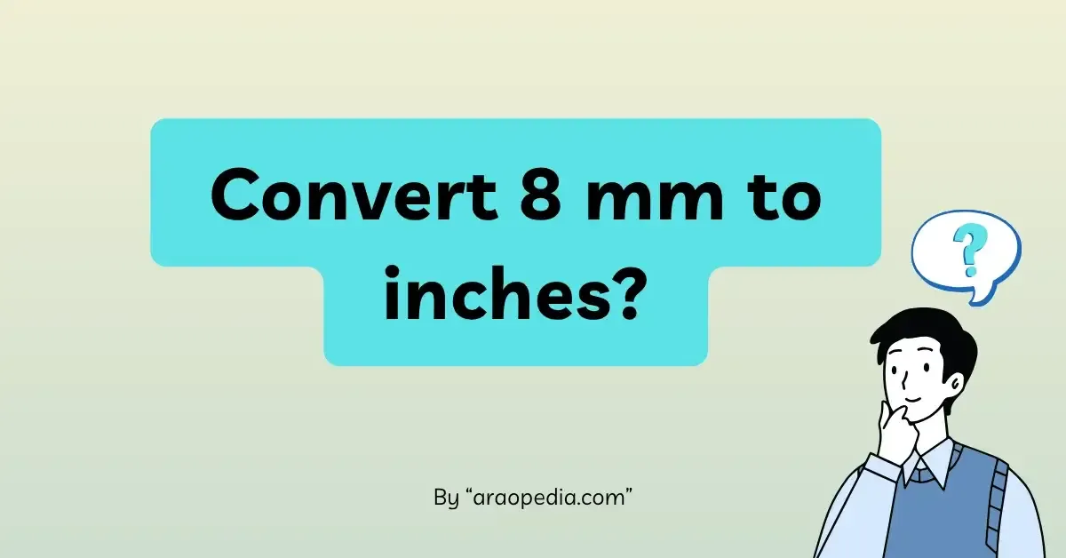 An illustration of a student thinking about converting 8 mm to inches.
