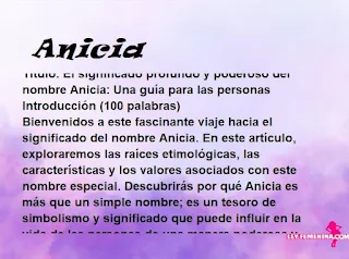 significado del nombre Anicia