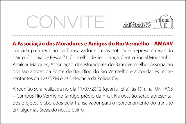 Amarv convida para reunião com a Transalvador amanhã