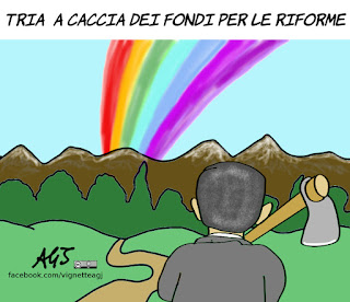 tria, di maio, economia, soldi, riforme, deficit, DEF, vignetta, satira