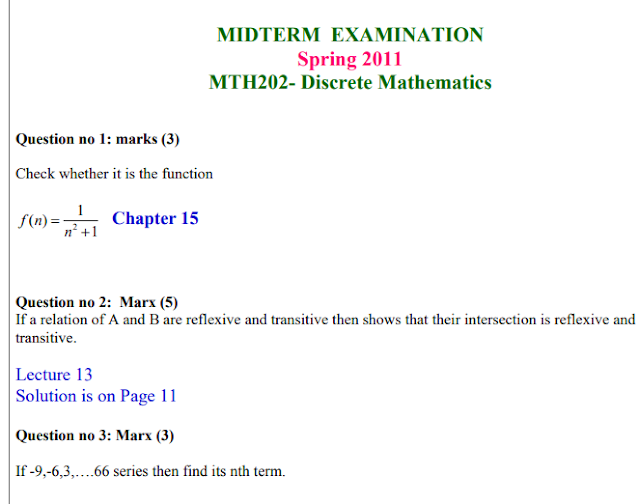 MTH202 Midterm Solved Papers By Moaaz