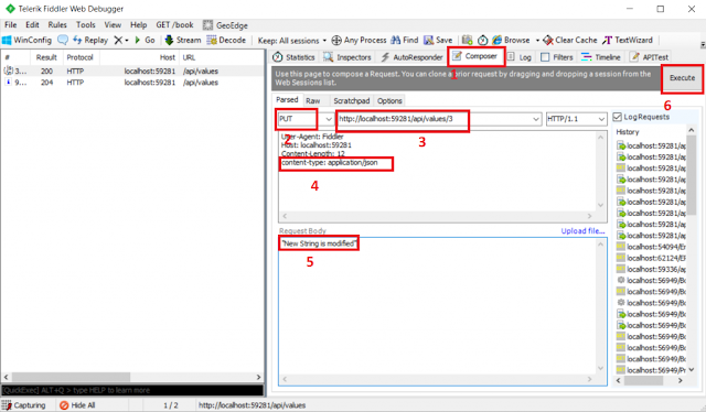 Testing PUT Request using Fiddler