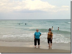 Joy, Cathy toes in the water
