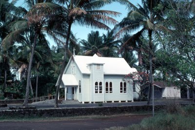 Star of the Sea Church in its original location in Kalapana