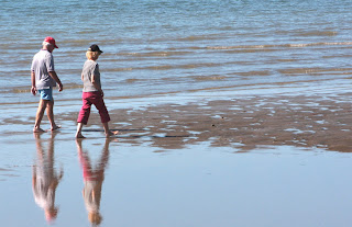 walking along the beach