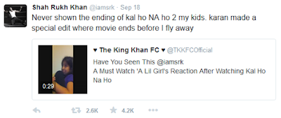 Shah rukh khan had never shown end of kal ho na ho movie to his kids