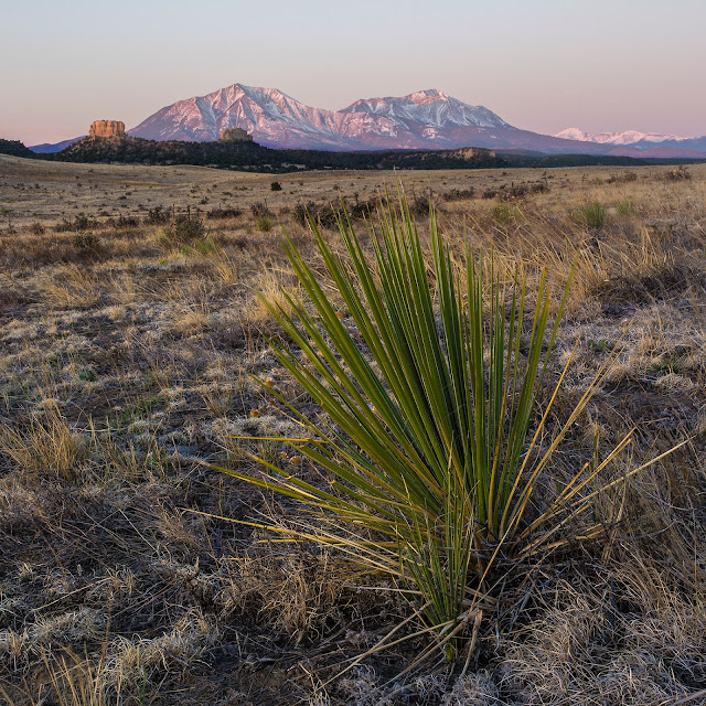 The Spanish Peaks in the sangre de Cristo Mountains near Walsenburg at sunrise