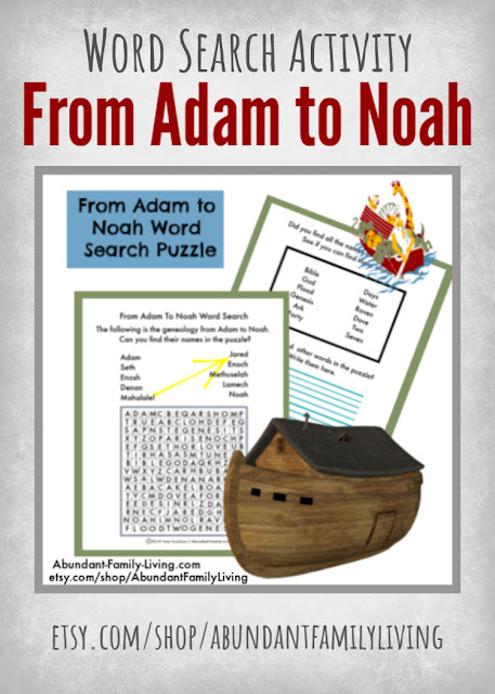 Word Search Puzzle for Kids - The Genealogy from Adam to Noah - Pinterest