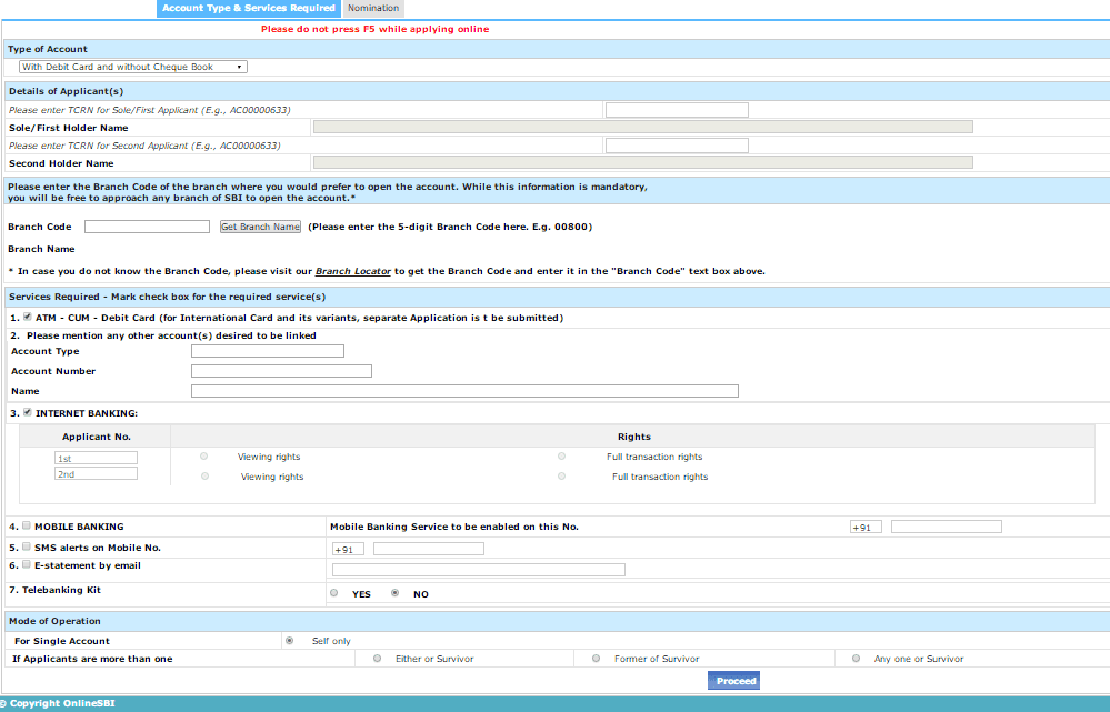 Account Type and Account Services