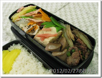 じゃがベーコンと牛すき焼き弁当(2012/02/27)
