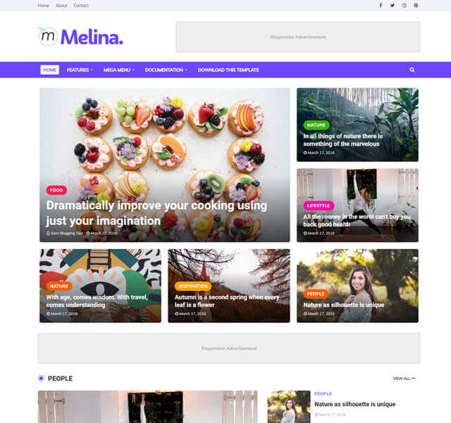 melina blogger magazine template 