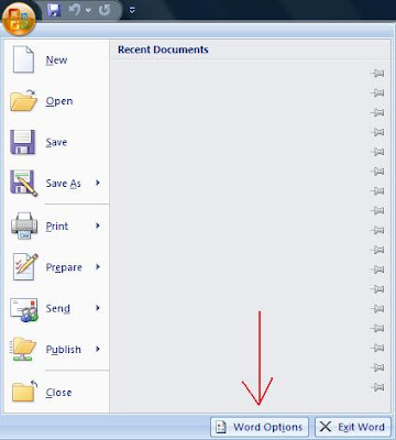 click office and choose word options in word 2007