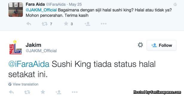 Sushi King tiada status halal