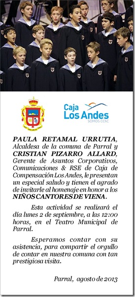 Invitación Niños Cantores de Viena