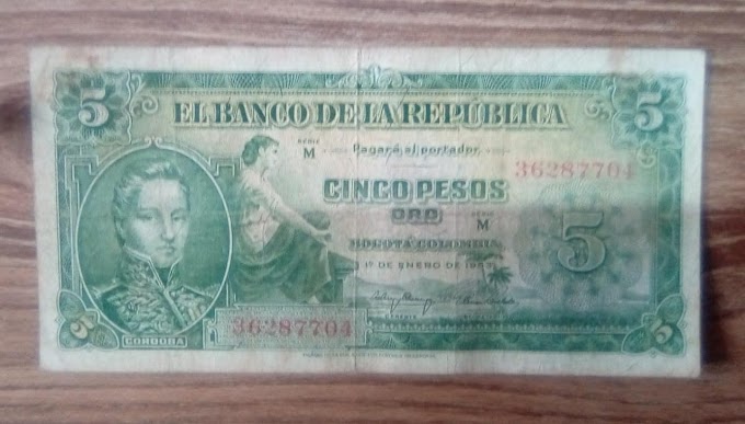 [COD202314B] Billete 5 Pesos Oro del 1 de enero de 1953 Serie 36287704